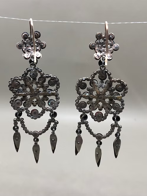 Cut Steel Chandelier Earrings