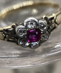 Ruby and old-cut diamond tiny cluster c.1800