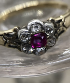 Ruby and old-cut diamond tiny cluster c.1800
