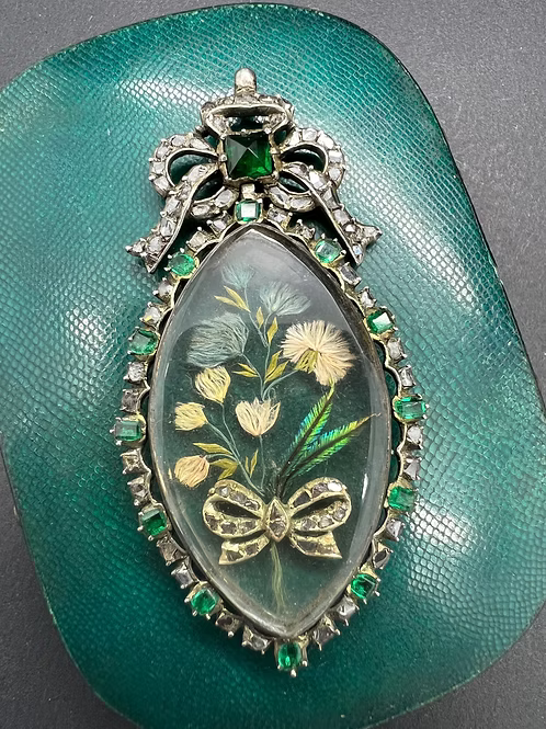 Emerald and Diamond Floral Navette