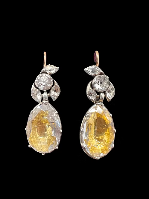 Foiled Georgian Rock Crystal Earrings