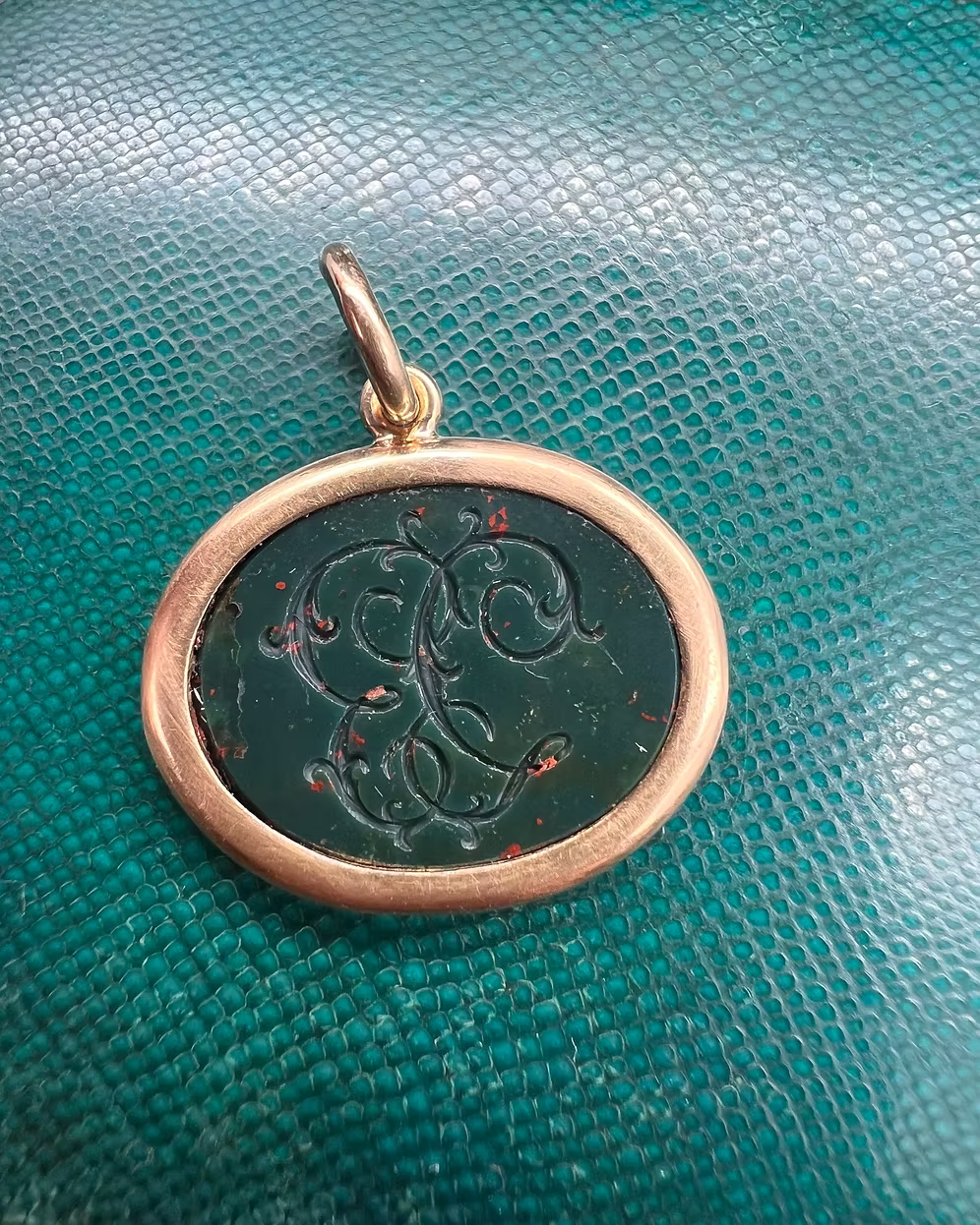 Bloodstone Cat Intaglio Pendant