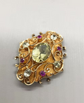 Holbeinesque Chrysoberyl and Ruby Brooch