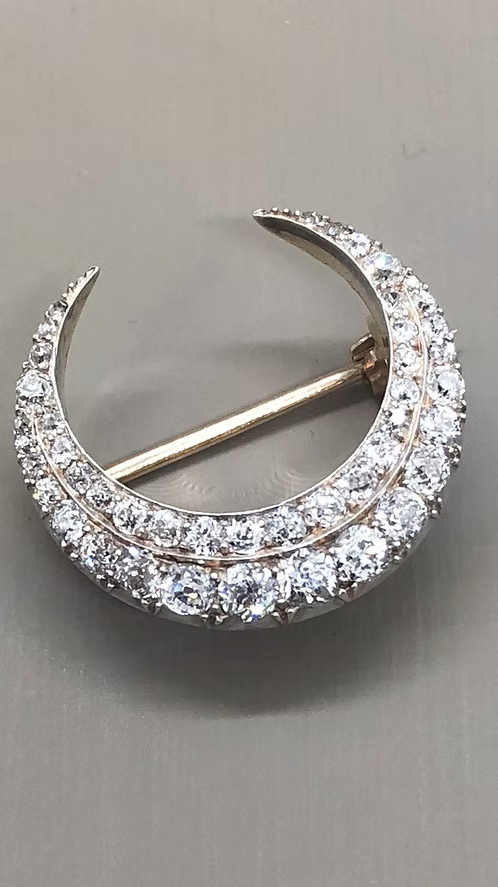 Victorian Old-Cut Diamond Crescent Moon