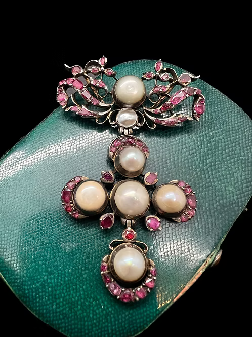Ruby and River Pearl Rococo Pendant