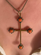 Coral and Enamel Gold Cross c.1870.