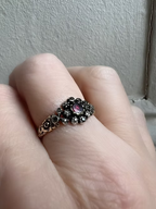 Flat-cut Garnet and Old-cut Diamond Cluster