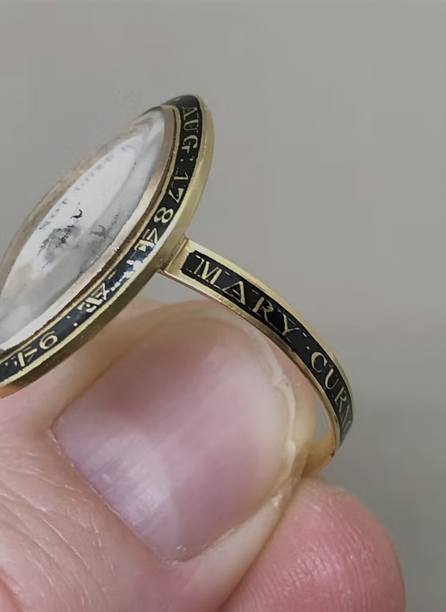 Navette Sepia ring for two sisters 1784 Not Lost but Gone Before