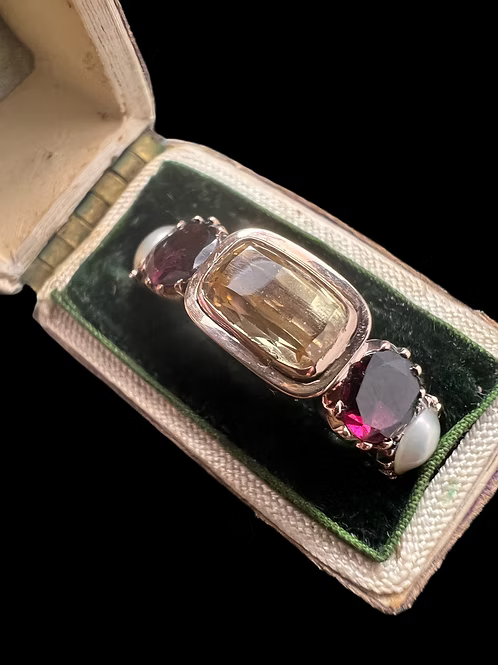 Topaz and garnet Georgian ring