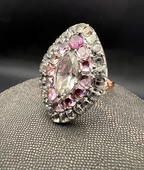 18th century Portuguese Rock Crystal and Pink Topaz Ring