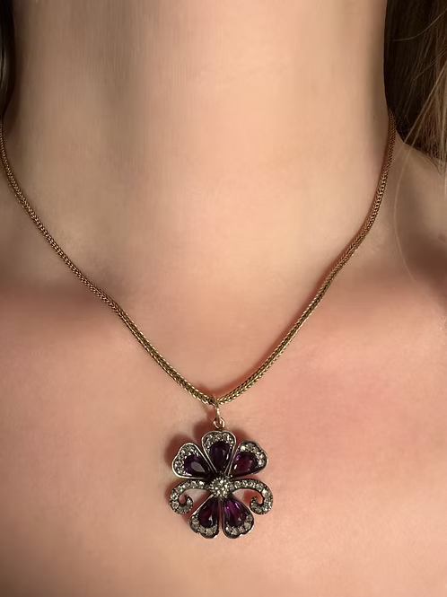 Amethyst and Diamond Flower
