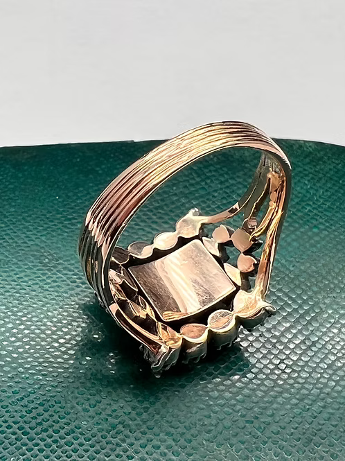 Topaz and Old Cut Diamond Georgian Ring