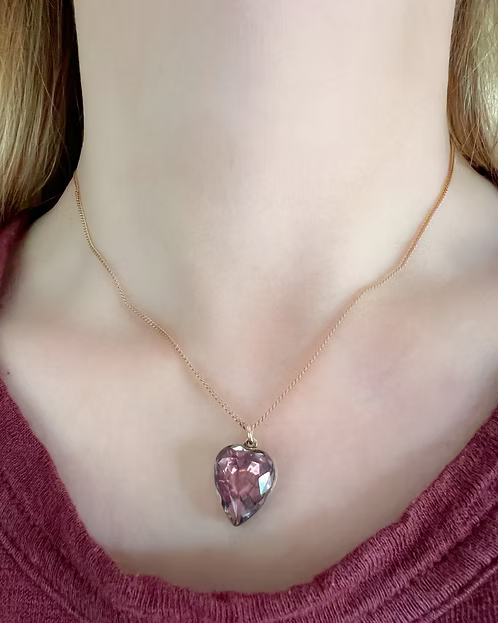 Foiled Rock Crystal Georgian Heart Pendant