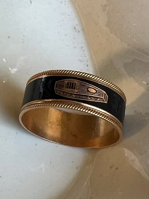 Enamel Coffin Ring