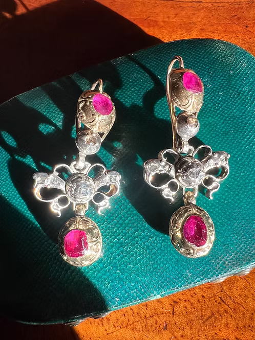 Ruby and Diamond Pendeloque Earrings