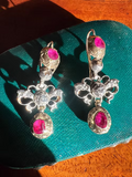 Ruby and Diamond Pendeloque Earrings
