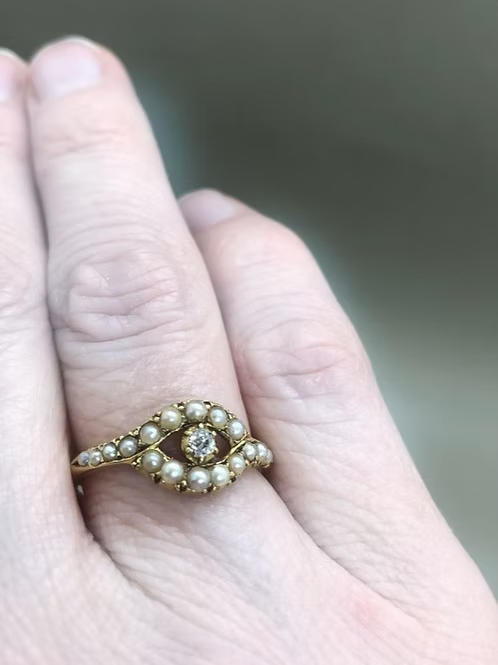 Victorian Pearl and Diamond 'Eye' ring