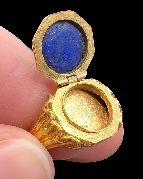 Lapis Signet Locket Ring