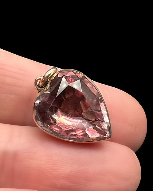 Foiled Rock Crystal Georgian Heart Pendant