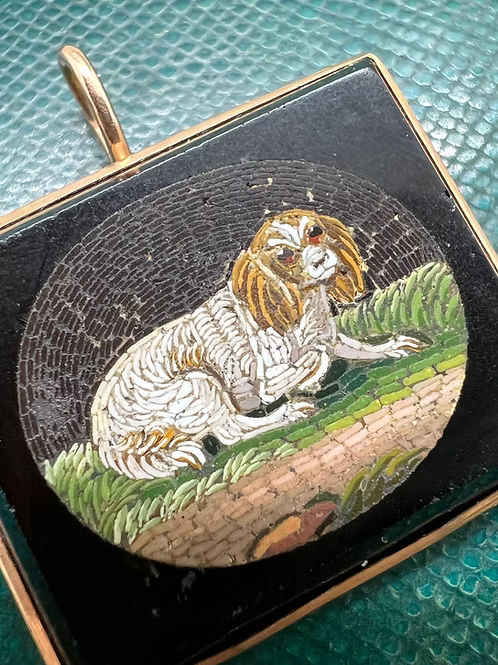 Micromosaic Spaniel pendant