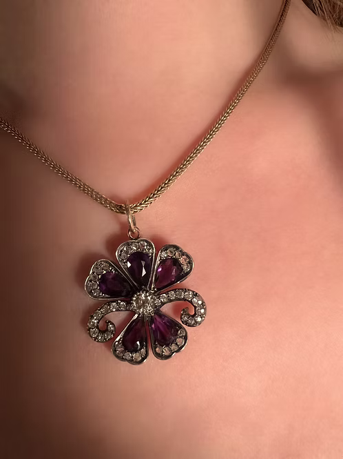 Amethyst and Diamond Flower