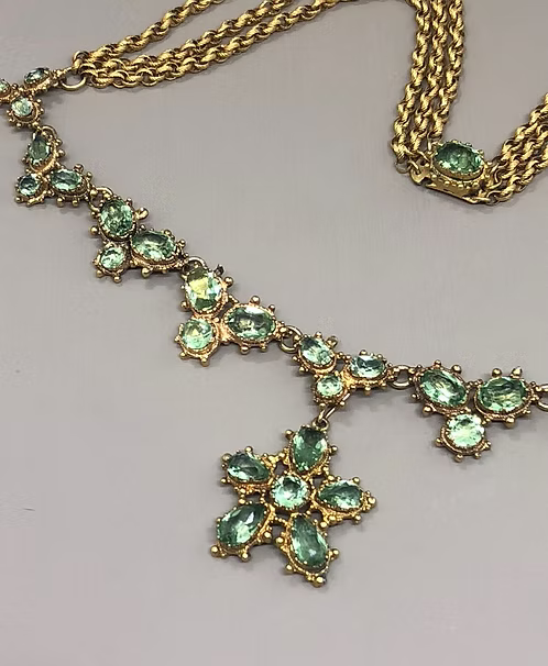 Pinchbeck and Peridot Paste Georgian Necklace