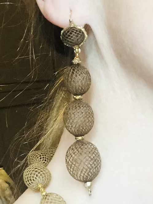 Hairwork Balloon Earrings
