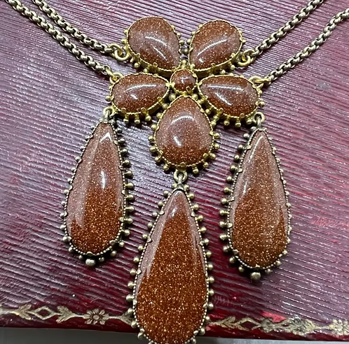 Aventurine Georgian Pansy Necklace