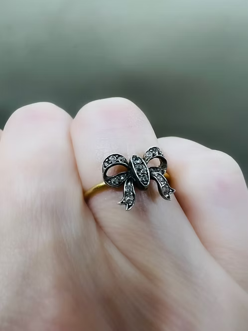 Old Cut Diamond Bow Ring