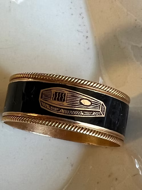 Enamel Coffin Ring
