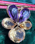 Citrine and Amethyst Pansy Pendant