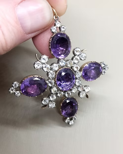 Georgian Amethyst and Paste Cruciform