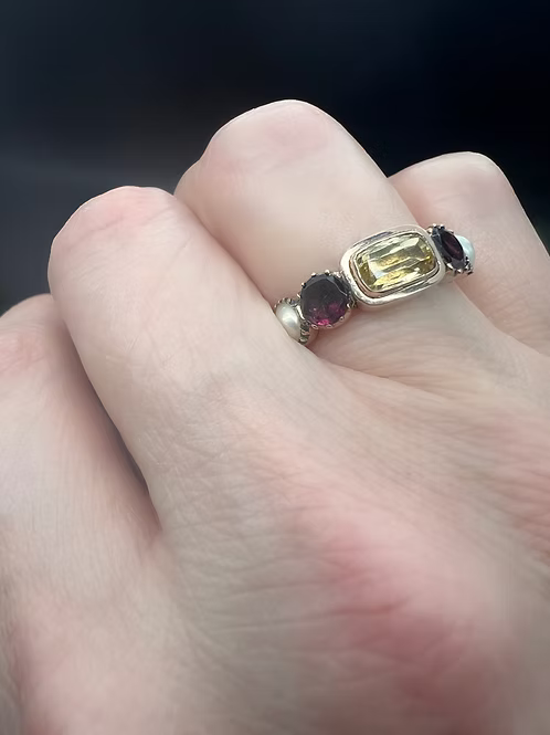 Topaz and garnet Georgian ring