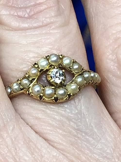 Victorian Pearl and Diamond 'Eye' ring