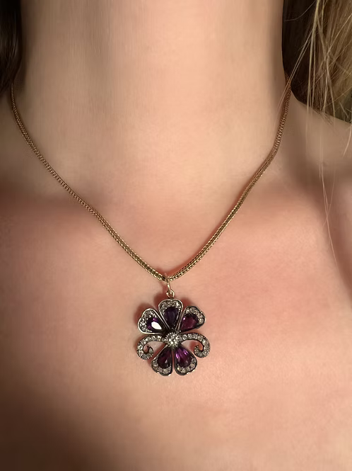 Amethyst and Diamond Flower
