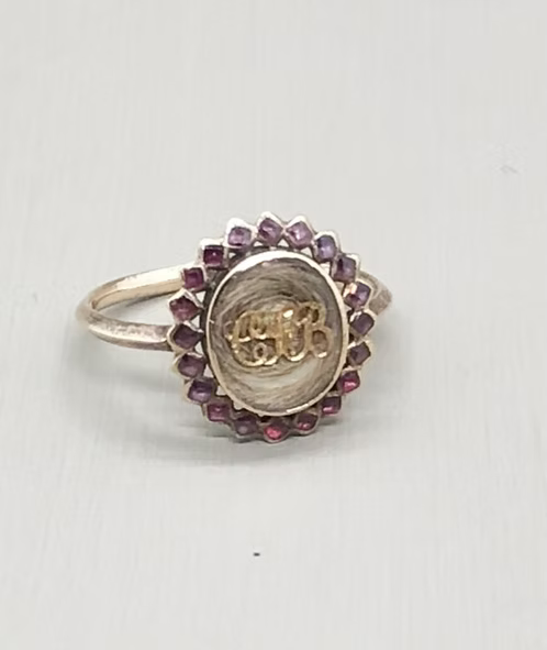 Georgian Garnet Halo Mourning Ring
