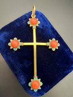 Coral and Enamel Gold Cross c.1870.