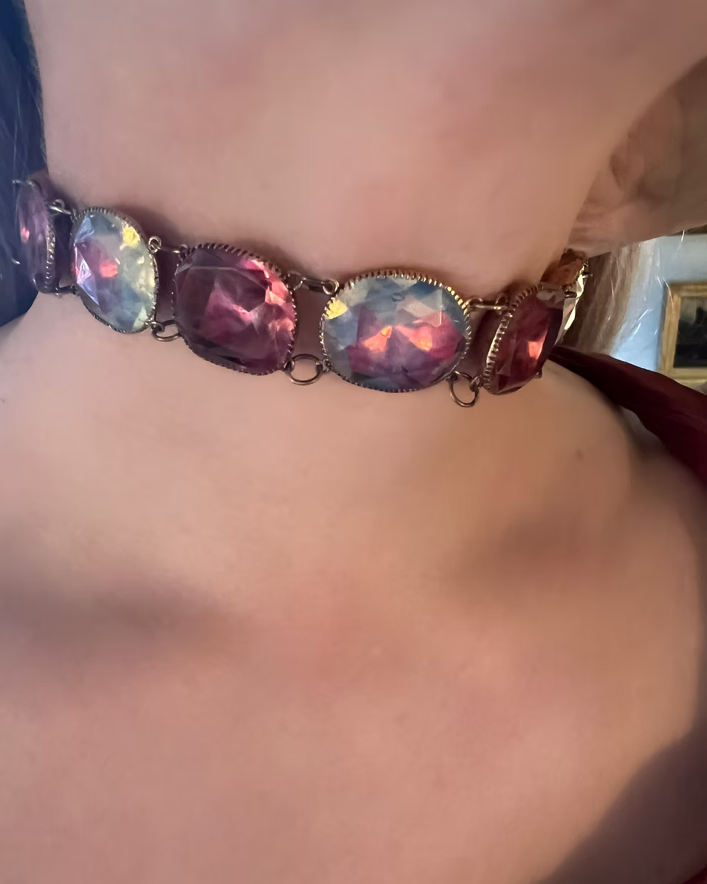 Queen Anne Opaline and Pink Paste Choker