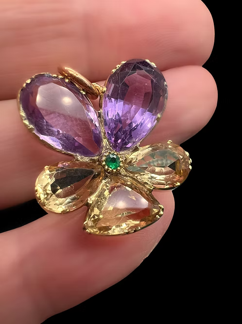 Citrine and Amethyst Pansy