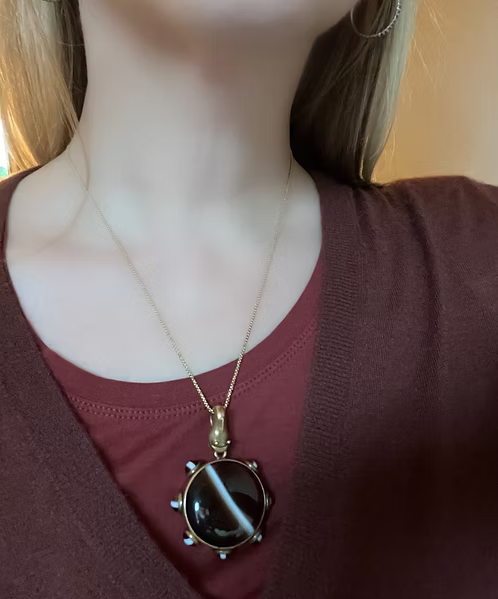 Victorian Agate Snake Pendant