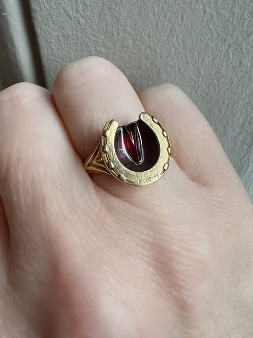 Victorian Garnet Horseshoe Ring