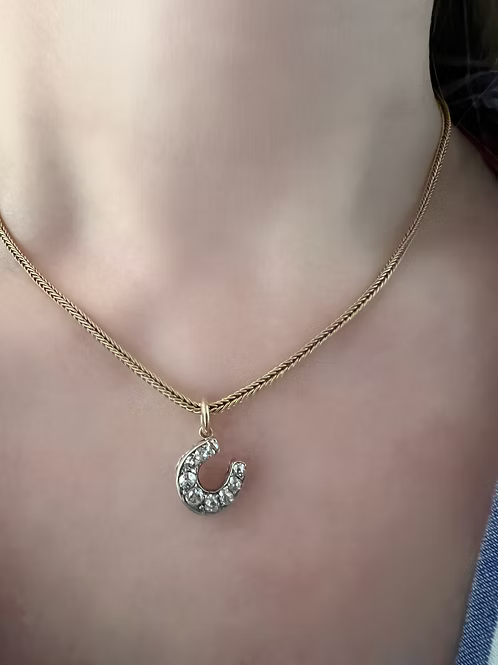 Old Cut Diamond Horseshoe Pendant