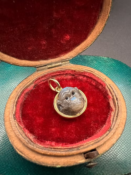 Labradorite Monkey Cameo Pendant
