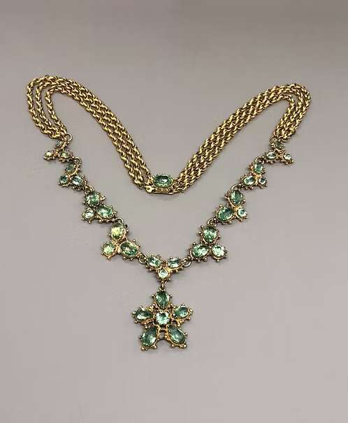 Pinchbeck and Peridot Paste Georgian Necklace