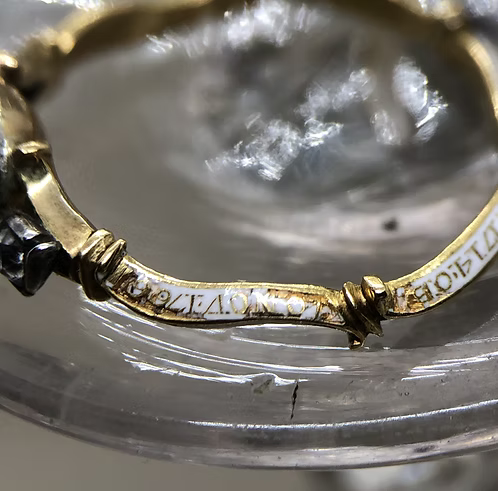 White enamel mourning ring for two members of the Hodge family