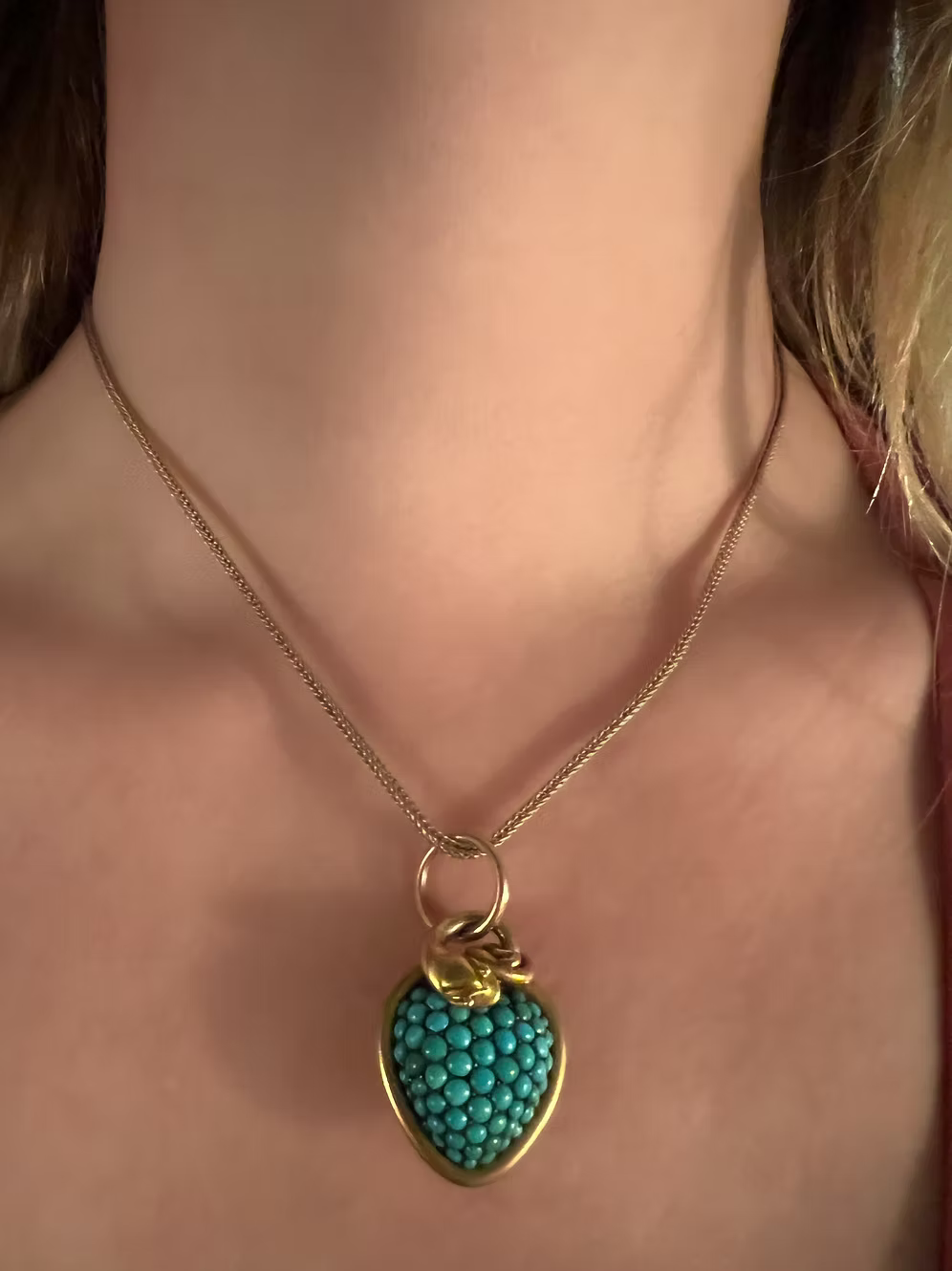 Pavé Turquoise Heart and Serpent Pendant