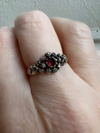 Flat-cut Garnet and Old-cut Diamond Cluster