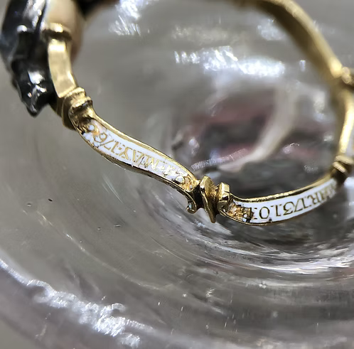 White enamel mourning ring for two members of the Hodge family