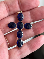 Cobalt blue rose-cut paste cross