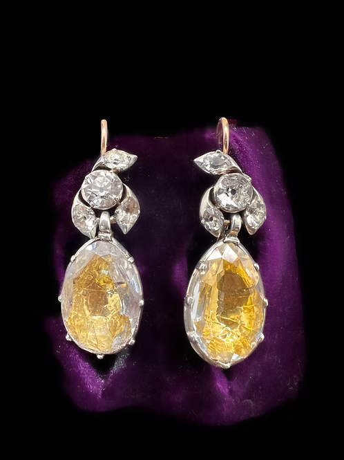 Foiled Georgian Rock Crystal Earrings